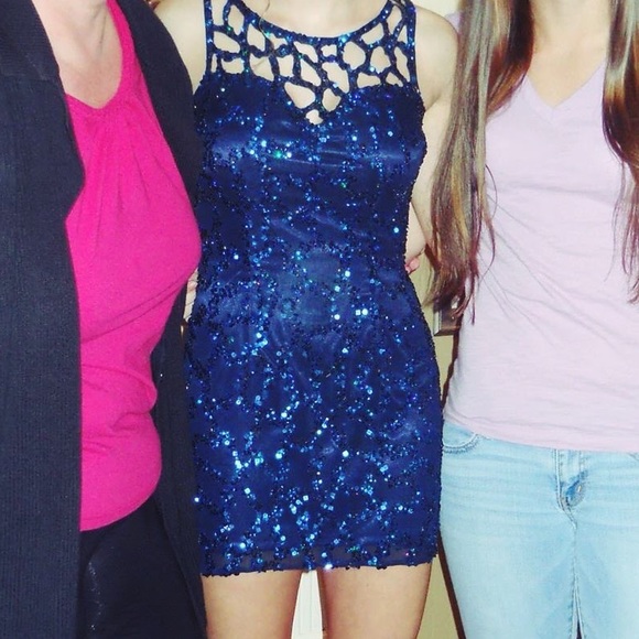 Shail K. Navy Blue Sequined Dress Size 2 - Picture 1 of 3